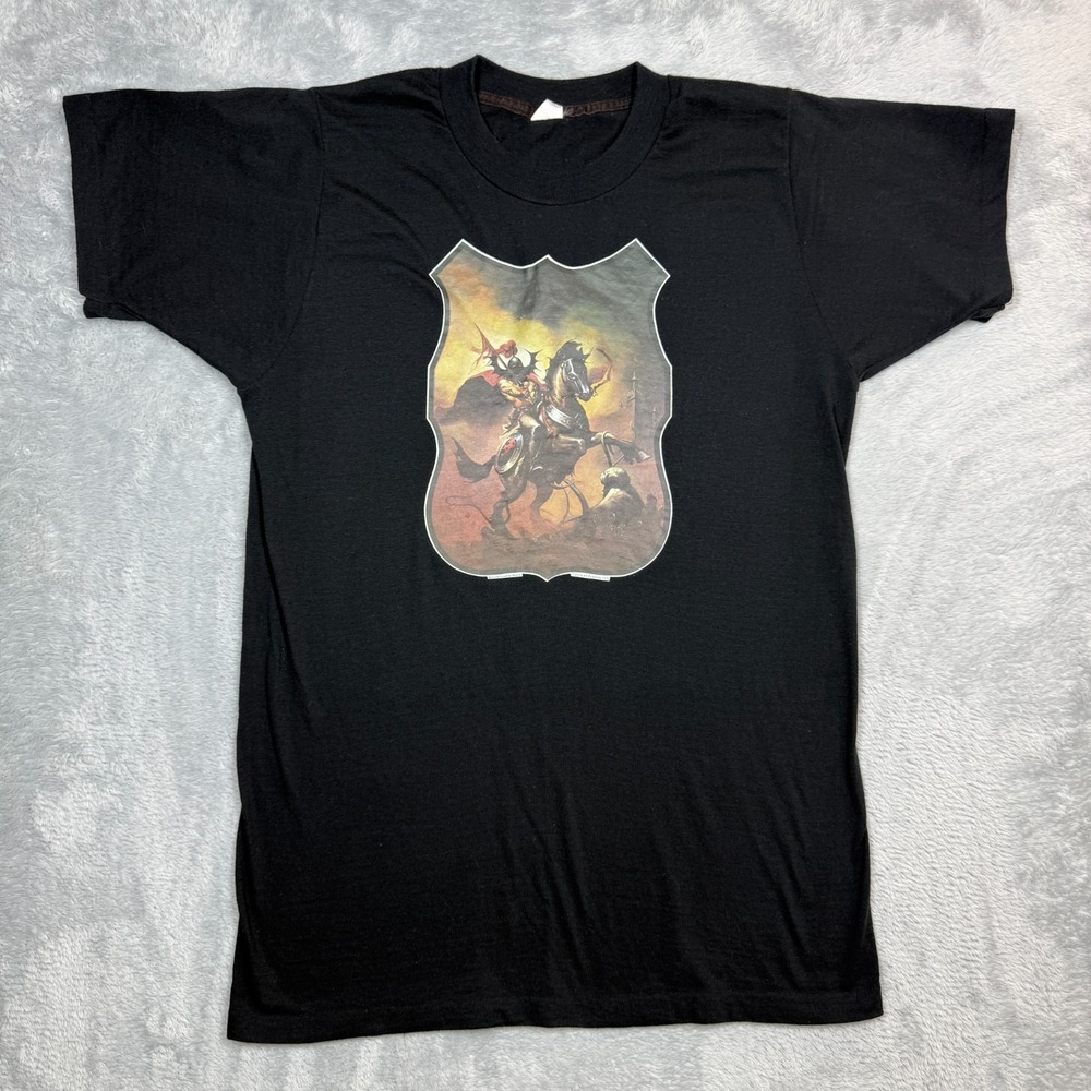 Vintage Fantasy Shirt Men M Black Roach Iron On Transfer Earth Art Graphics 70s‎